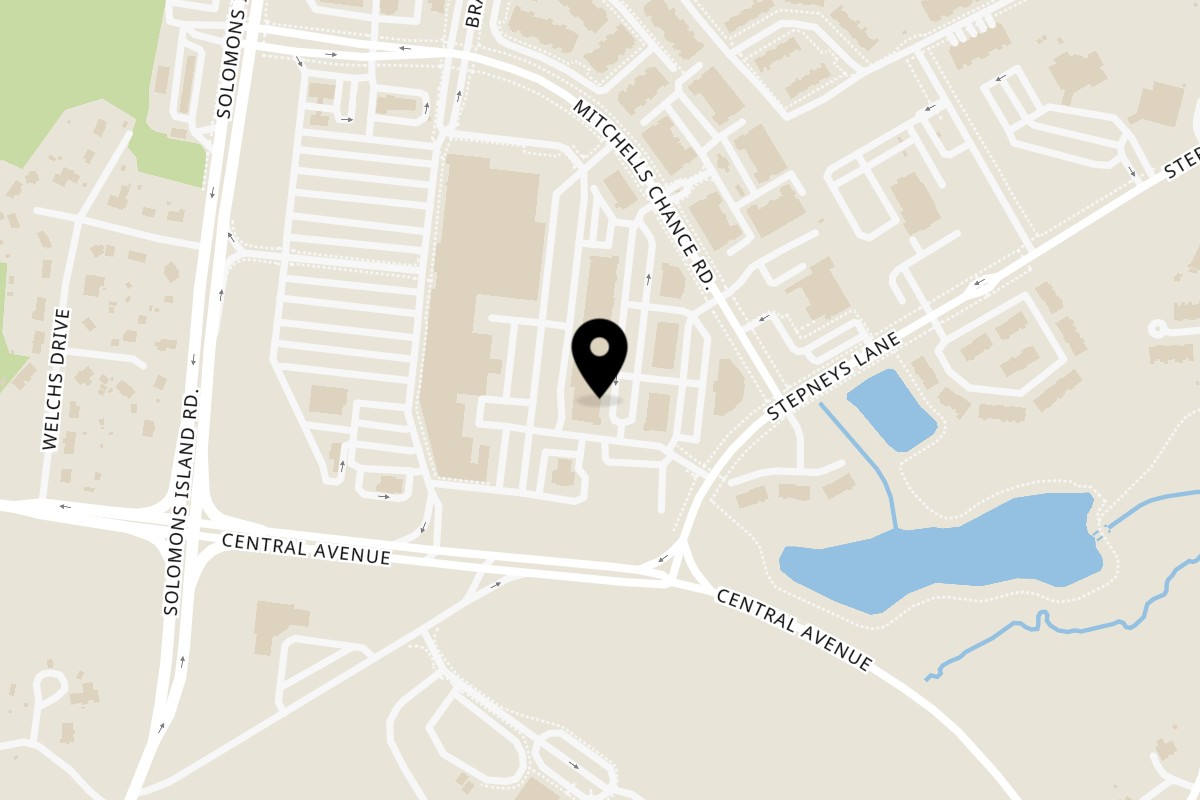 Map showing the location of M Thai Kitchen on 181 Mitchells Chance Rd in Edgewater